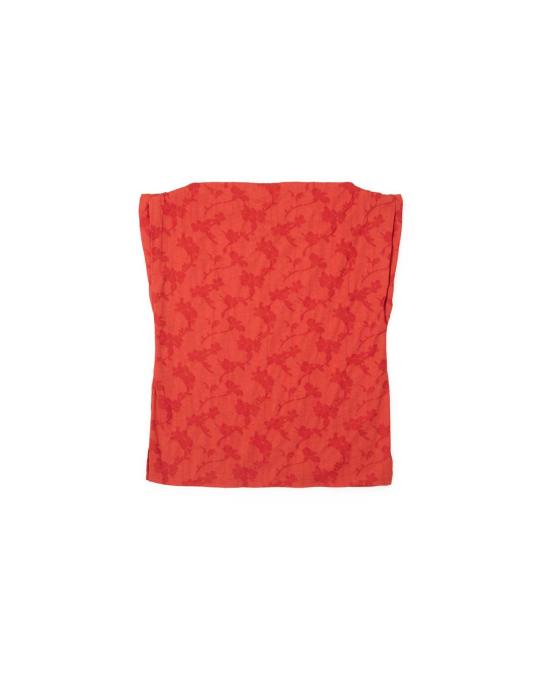  론 민소매 티셔츠 Lwn 핀치 탑 플로럴 자카드 - LWN