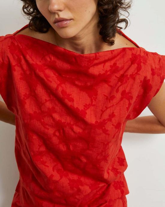  론 민소매 티셔츠 Lwn 핀치 탑 플로럴 자카드 - LWN