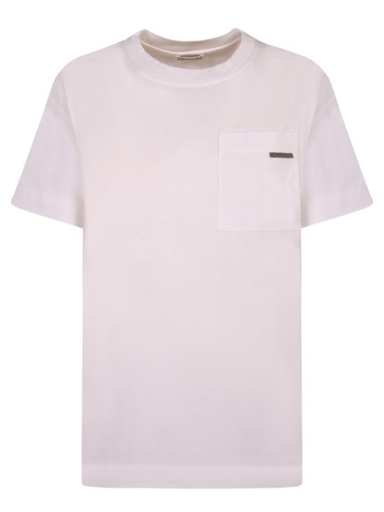 26SS 브루넬로 쿠치넬리 샤이니 탭 코튼 저지 티셔츠 M0T81EC710 C6159 White