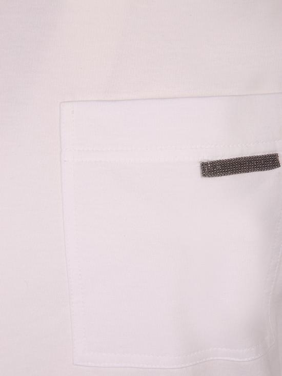 26SS 브루넬로 쿠치넬리 샤이니 탭 코튼 저지 티셔츠 M0T81EC710 C6159 White - BRUNELLO CUCINELLI
