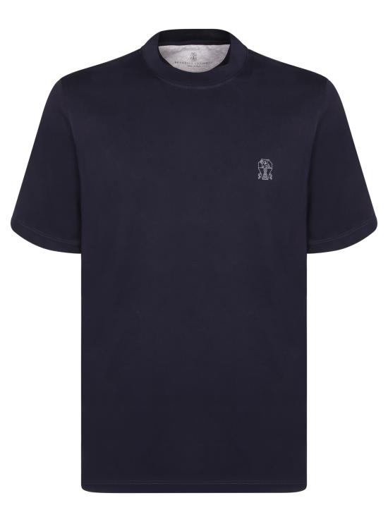 26SS 브루넬로 쿠치넬리 코튼 저지 크루넥 티셔츠 M0B138440 CK781 Blue