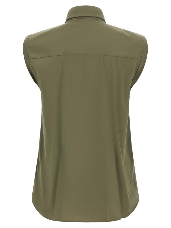 26SS 브루넬로 쿠치넬리 샤이니 트리밍 스트레치 코튼 포플린 슬리브리스 셔츠 M0091MA616C3066 - BRUNELLO CUCINELLI