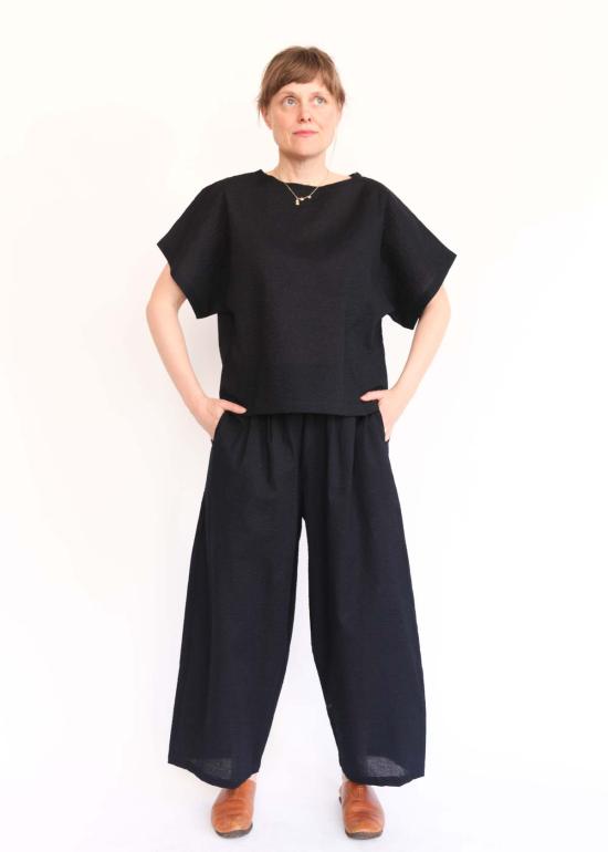  블랙 크레인 트레이닝/조거 팬츠 와이드 팬츠 미드나잇