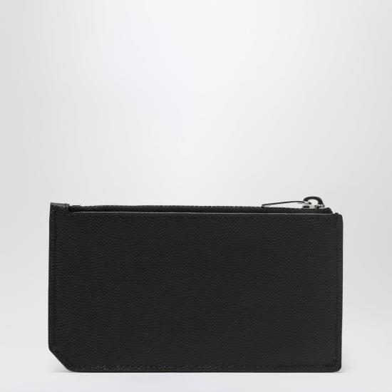 26SS 생로랑 그랑 드 뿌드르 엠보스드 레더 프라그망 지퍼 카드 케이스 609362BTY0N Black - SAINT LAURENT