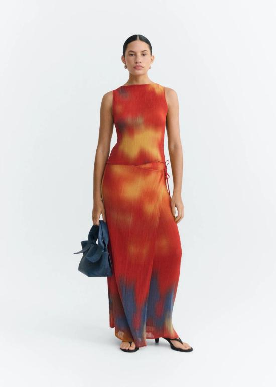  띵킹 뮤 스커트 씽킹 무 플라워즈 플리츠 폴린