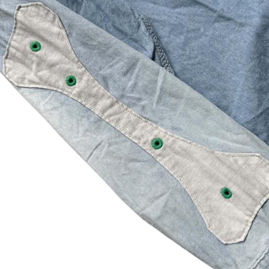  캐피탈 긴팔 셔츠 카피탈 샴브레이 투톤 본 패치 벤틸레이터 작업 셔츠 - KAPITAL