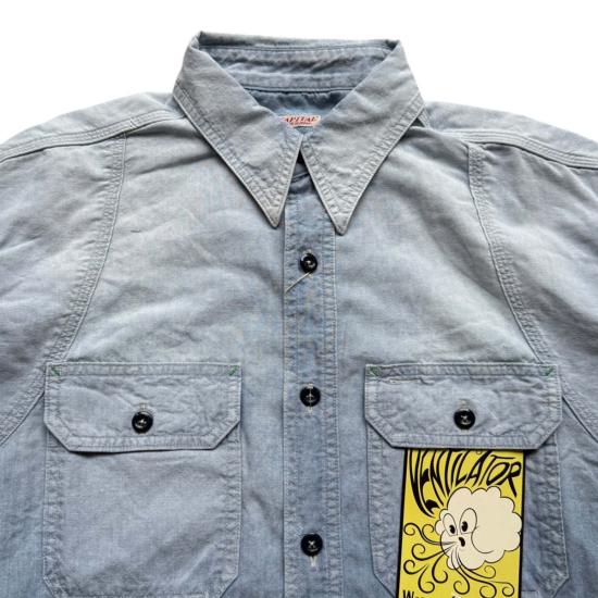  캐피탈 긴팔 셔츠 카피탈 샴브레이 투톤 본 패치 벤틸레이터 작업 셔츠 - KAPITAL