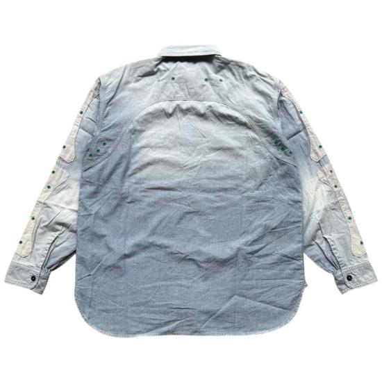  캐피탈 긴팔 셔츠 카피탈 샴브레이 투톤 본 패치 벤틸레이터 작업 셔츠 - KAPITAL