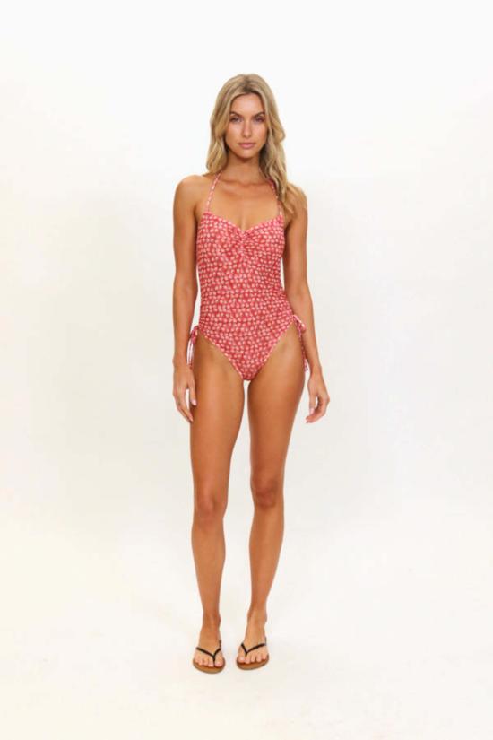  솔리드 앤 스트라이프 원피스 수영복 아디나  쉘 프린트