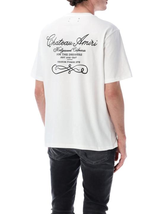  아미리 반팔 티셔츠 샤토 스크립트 오버사이즈 티셔츠 아이보리 - AMIRI