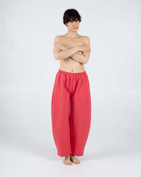  사멧 팔라초 팬츠 아베 팬츠 체리 코튼 린넨 데드스톡