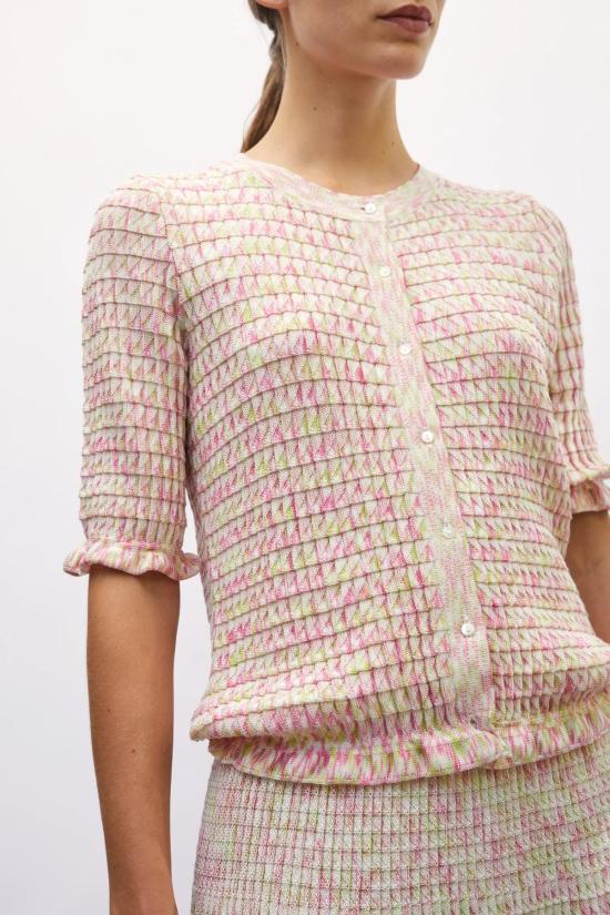  몰리 가디건 Molli Enjoue 미니 오리가미 니트  내추럴/핑크 - MOLLI