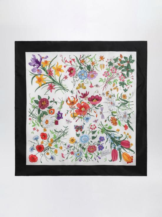 26SS 구찌 프린티드 플로라 실크 트윌 까레 8210613G001 9060 Multicolor