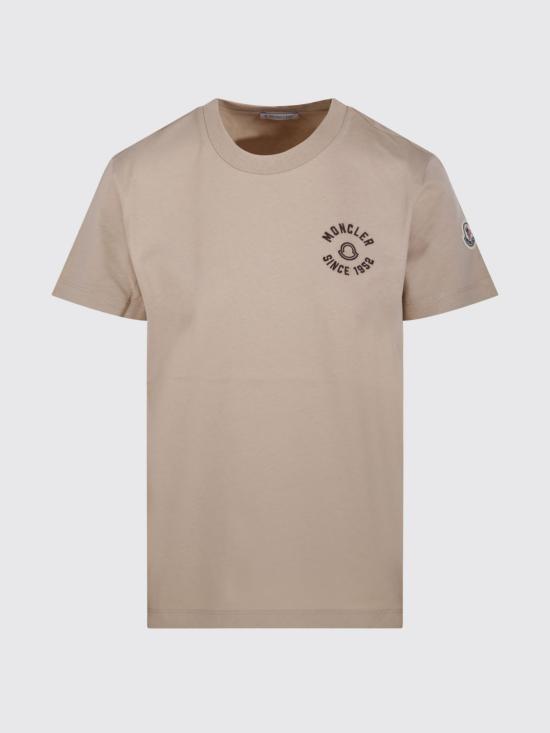 26SS 몽클레어 자수 로고 코튼 티셔츠 L10938C0003089AUO 222 Beige