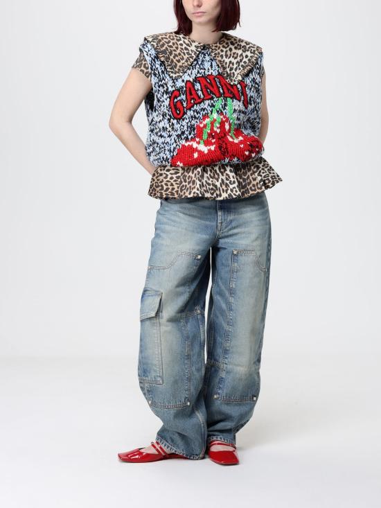 26SS 가니 멀티컬러 오버사이즈 베스트 A1070119 561 Gnawed Blue - GANNI