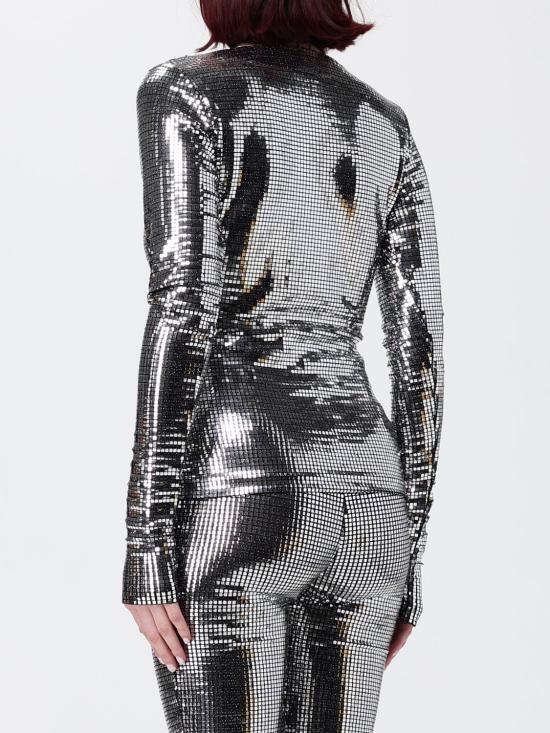 26SS MM6 메종마르지엘라 메탈릭 롱 슬리브 탑 S52NH0041S23734 905 Silver - MM6 MAISON MARGIELA