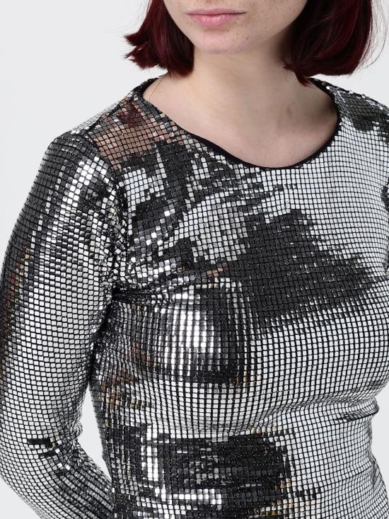 26SS MM6 메종마르지엘라 메탈릭 롱 슬리브 탑 S52NH0041S23734 905 Silver - MM6 MAISON MARGIELA