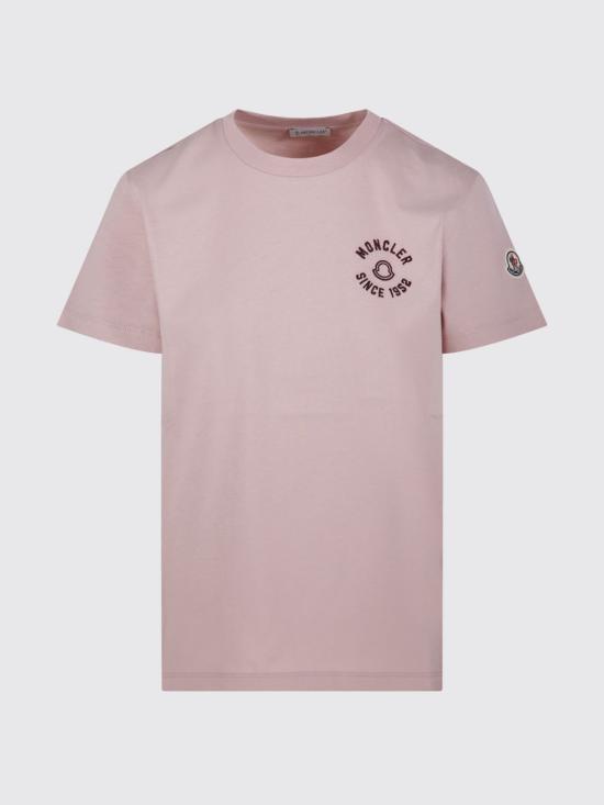 26SS 몽클레어 자수 로고 코튼 티셔츠 L10938C0003089AUO 51E Pink