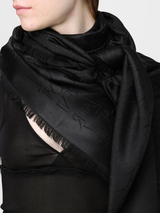 26SS 생로랑 라지 스퀘어 실크 울 자카드 스카프 7379303YN21 1000 Black - SAINT LAURENT