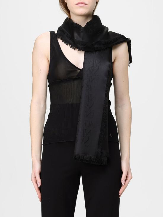 26SS 생로랑 라지 스퀘어 실크 울 자카드 스카프 7379303YN21 1000 Black - SAINT LAURENT