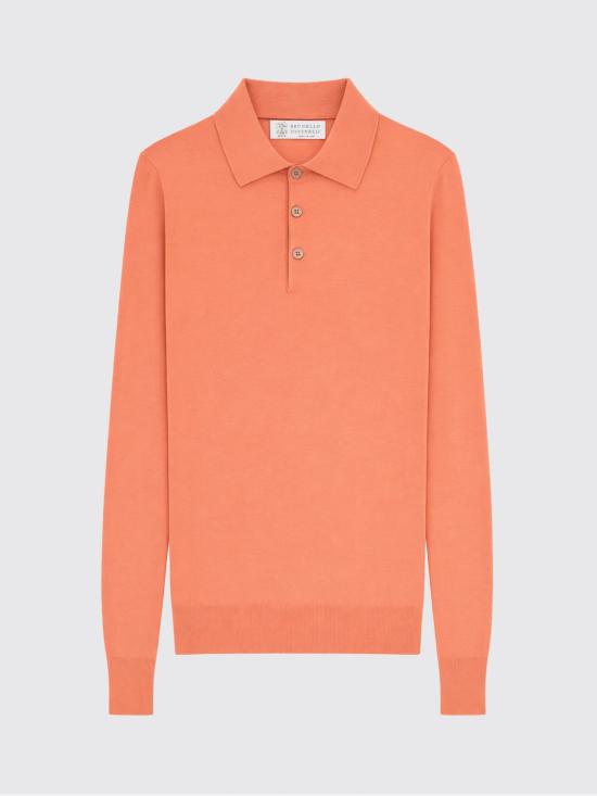 26SS 브루넬로 쿠치넬리 니트 폴로 셔츠 M29800135 CBI26 Orange - BRUNELLO CUCINELLI