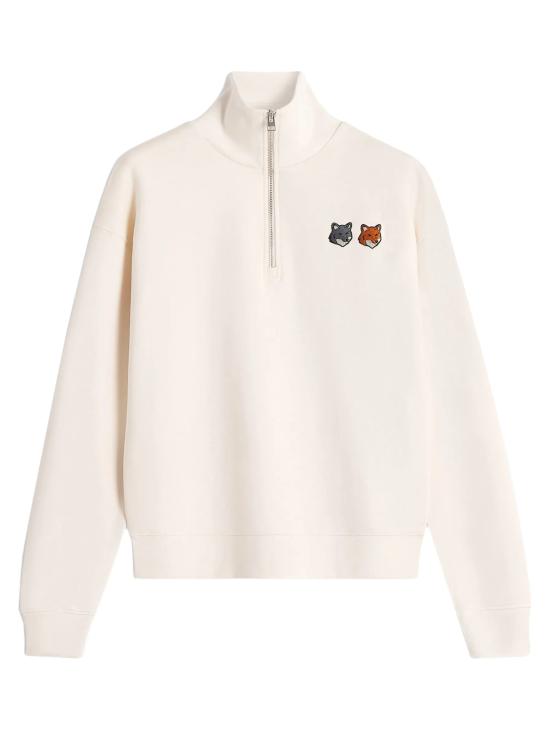 26SS 메종키츠네 더블 볼드 폭스 헤드 하프 집 컴포트 스웨트셔츠 OW211CFKM0341 P702 LATTE DOM