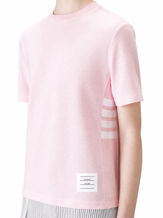 26SS 톰브라운 클래식 피케 4바 티셔츠 FJS207A 00050 680 LIGHT PINK DOM - THOM BROWNE