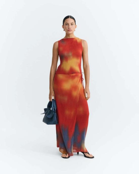  띵킹 뮤 롱 스커트 씽킹뮤 플리츠 폴린 스커트 - THINKING MU