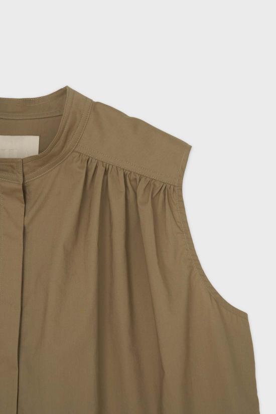  더룸 민소매 티셔츠 직조 방식으로 만든 주름 장식 멍에 셔츠 - THE LOOM