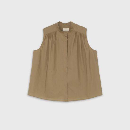  더룸 민소매 티셔츠 직조 방식으로 만든 주름 장식 멍에 셔츠