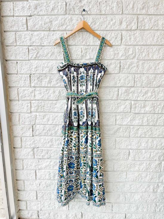  팜 리오 롱 원피스 마노엘라 슬리브리스 벨트 맥시 드레스 오프 화이트 - FARM RIO