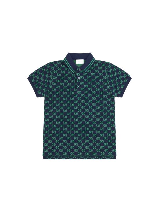 26SS [키즈] 구찌 폴로 셔츠 825157 XJHBA4085 Navy green