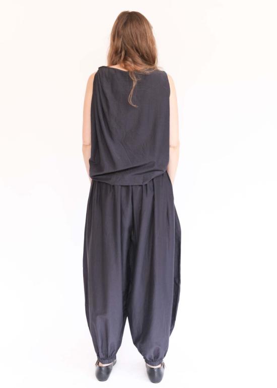  블랙 크레인 팔라초 팬츠 아카리 , 워시드 블랙 - BLACK CRANE