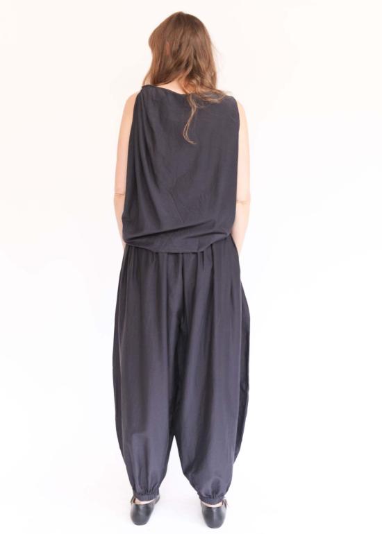  블랙 크레인 팔라초 팬츠 아카리 , 워시드 블랙 - BLACK CRANE