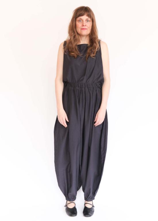  블랙 크레인 팔라초 팬츠 아카리 , 워시드 블랙 - BLACK CRANE