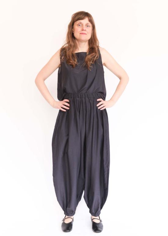  블랙 크레인 팔라초 팬츠 아카리 , 워시드 블랙