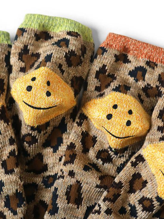  캐피탈 양말 84 얀즈 레인보우 해피 힐 레오파드 앵클삭스 - KAPITAL