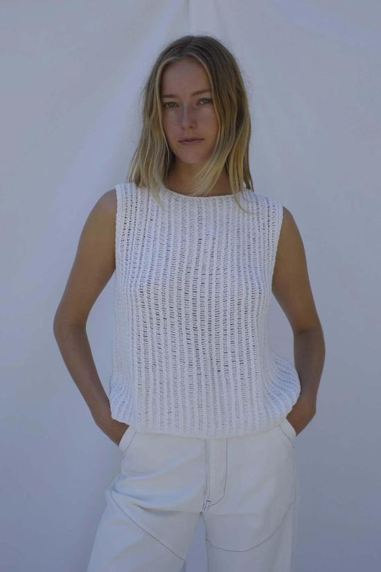  엠마 로스코프 민소매 티셔츠 올라 니트 쉘 탑 솔트 - EMMA ROTHKOPF