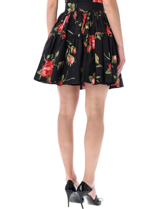 26SS 돌체앤가바나 로즈 부케 프린트 숏 스커트 F4CB1THS5UT HN5ZN SICILIAN ROSE BLACK - DOLCE & GABBANA
