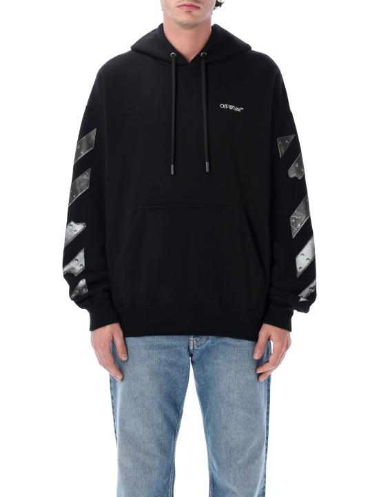 26SS 오프화이트 후드 티셔츠 OMBB085S26FLE001 0001 Nero