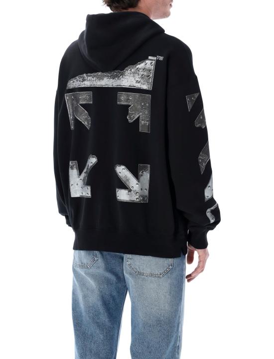 26SS 오프화이트 후드 티셔츠 OMBB085S26FLE001 0001 Nero - OFF WHITE