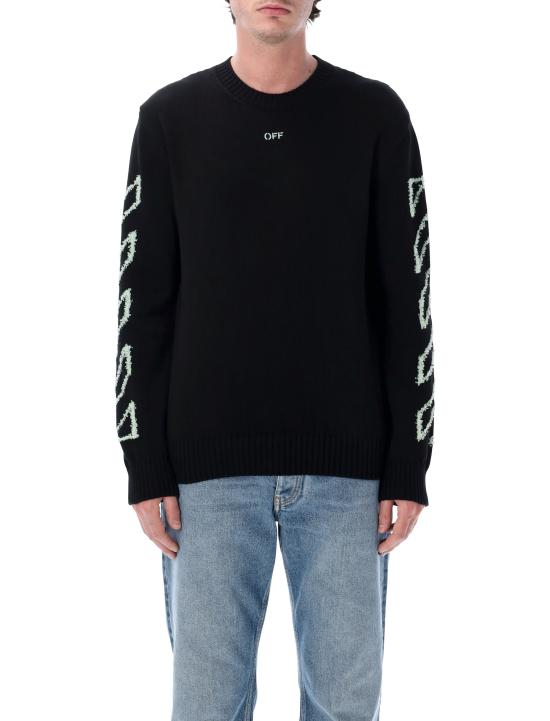 26SS 오프화이트 스웨터 OMHE087S26KNI001 0001 Nero