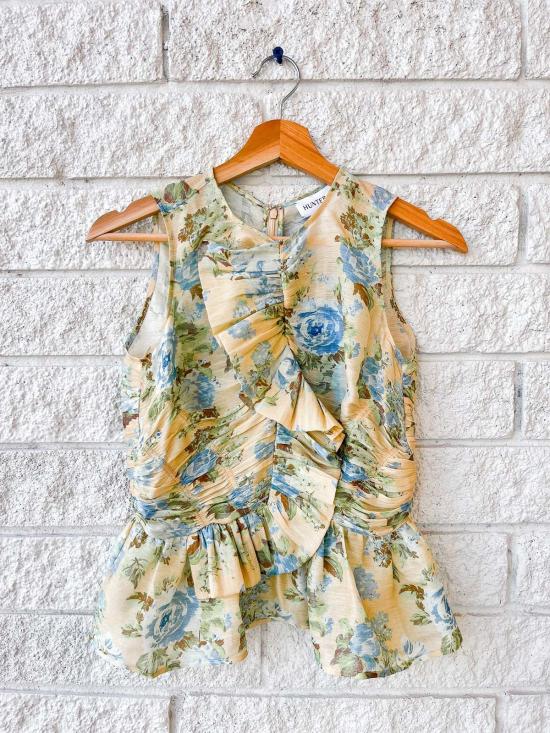  헌터 벨 블라우스 도어링 탑 가든 로즈 페리