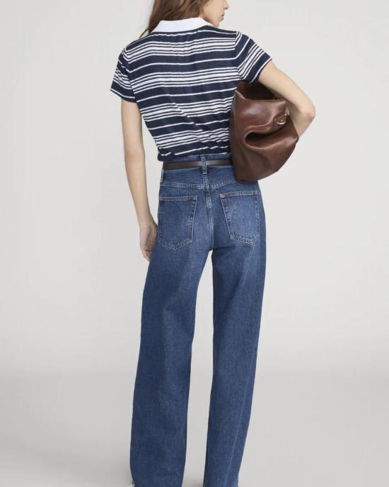  프레임 폴로 티셔츠 스트라이프 폴로 탑 네이비 멀티 - FRAME