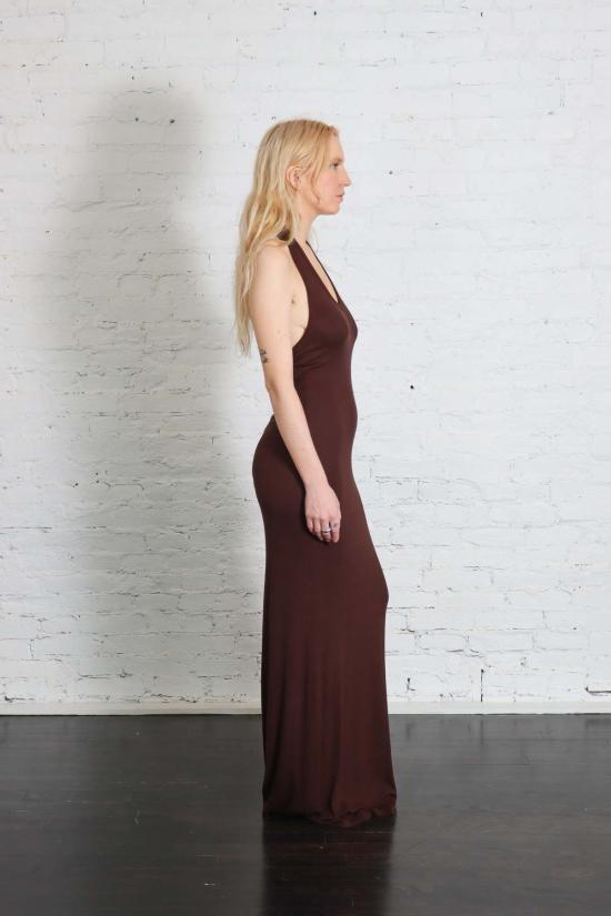  엔자 코스타 롱 원피스 실크 립 U넥 홀터넥 플루이드 맥시 드레스 - ENZA COSTA