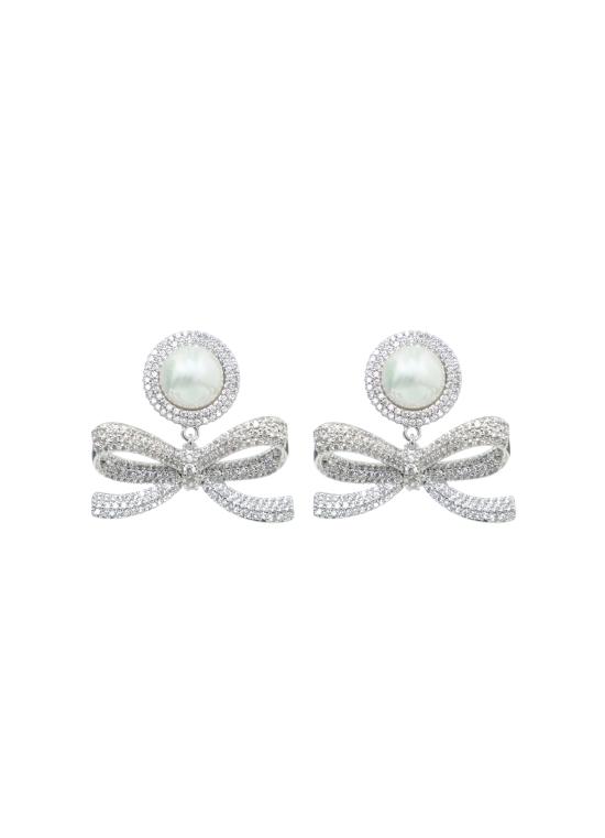 26SS 셀프 포트레이트 이어링 SS26616ESL CRYSTAL BOW PEARLSILVER Silver