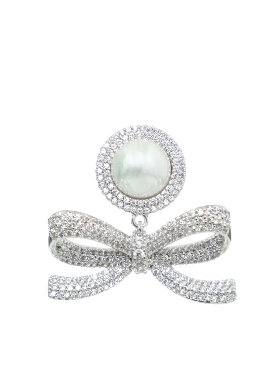 26SS 셀프 포트레이트 이어링 SS26616ESL CRYSTAL BOW PEARLSILVER Silver - SELF PORTRAIT