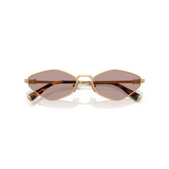 26SS 미우미우 선글라스 0Mu 56Zs 각진 골드톤 메탈 - MIU MIU