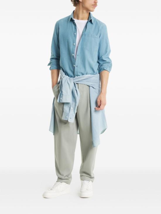 26SS 메종키츠네 긴팔 셔츠 QM00426 WC50060434 Clear Blue - MAISON KITSUNE