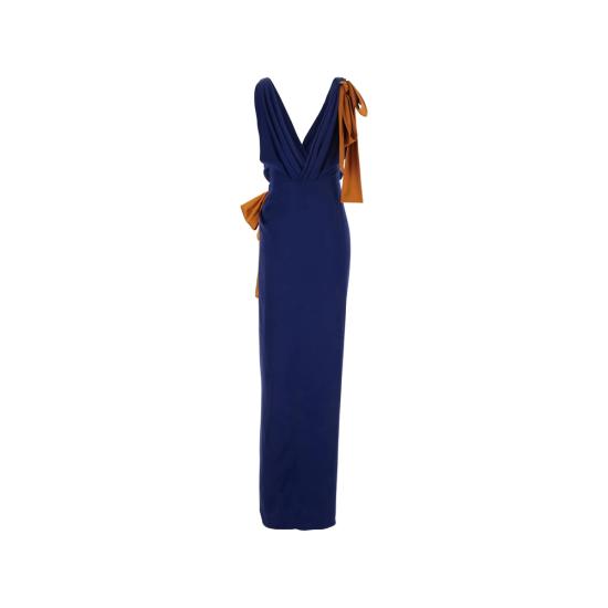 26SS 생로랑 롱 원피스 858262 Y1L27 4001 BLUE - SAINT LAURENT